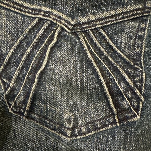 7 For All Mankind Denim Mini Skirt Stretch Sparkle Pockets Women’s Size 27 - Picture 8 of 11